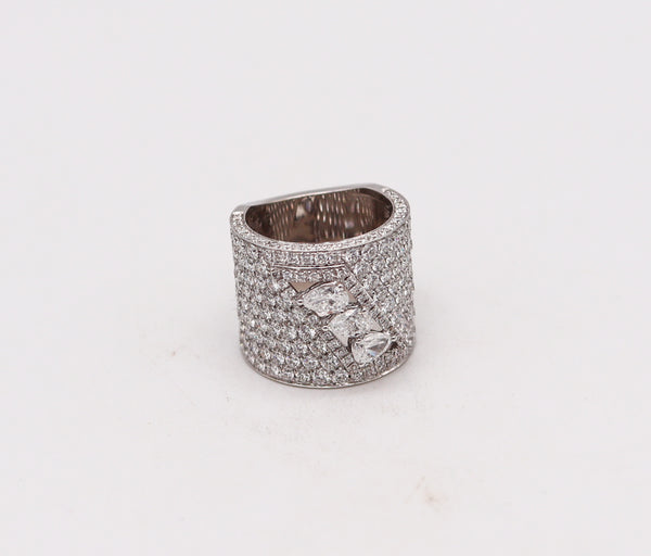 -Graff Cocktail Ring Band In 18Kt White Gold With 6.38 Ctw In VS Diamonds