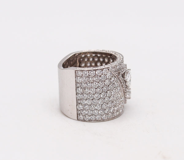 -Graff Cocktail Ring Band In 18Kt White Gold With 6.38 Ctw In VS Diamonds