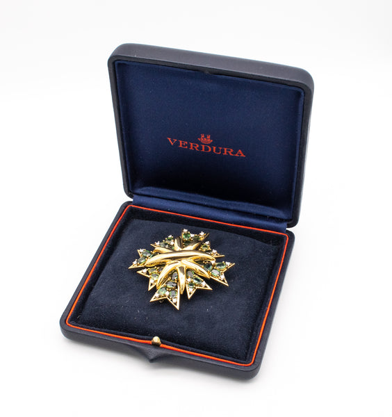 Verdura Maltese Brooch Pendant In 18Kt Yellow Gold With 31.1 Ctw In Diamonds & Tourmaline