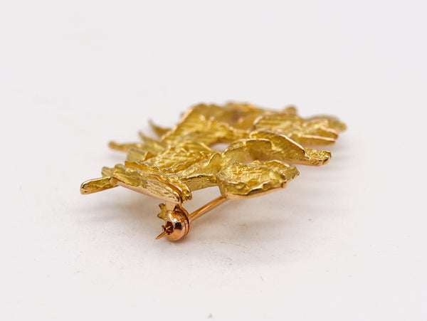 -Giò Pomodoro 1956 Milano Sculptural Figurative Art Brooch In 18Kt Yellow Gold