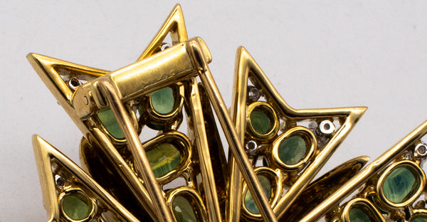 Verdura Maltese Brooch Pendant In 18Kt Yellow Gold With 31.1 Ctw In Diamonds & Tourmaline