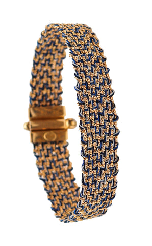 -Carolina Bucci Blue Woven Thread Wrap Bracelet In 18Kt Yellow Gold