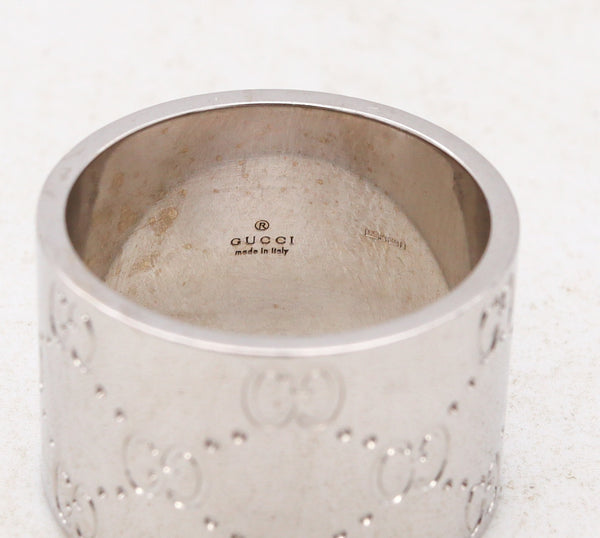 Gucci Milan Extra Wide 14 mm Eternity Ring With Multiples Icon Logo GG In Solid 18Kt White Gold