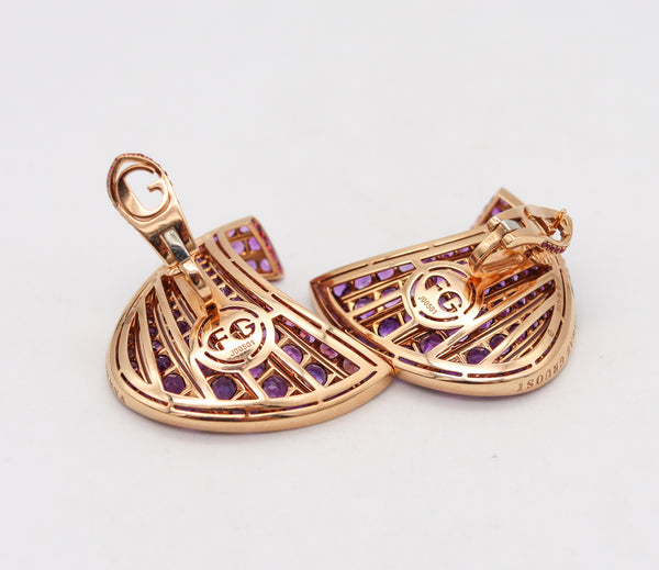 -Fawaz Gruosi Sculptural Waves Earrings In 18Kt Gold With 23.14 Ctw In Pink Sapphires And Amethysts