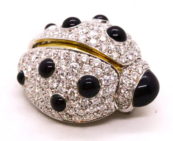 PICCHIOTTI DIAMOND LADYBUG 18 KT GOLD PIN BROOCH