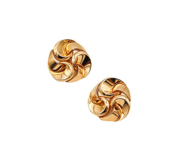 -Marina Bvlgari 1996 Vertigo Sculptural Swirls Earrings In 18Kt Yellow Gold