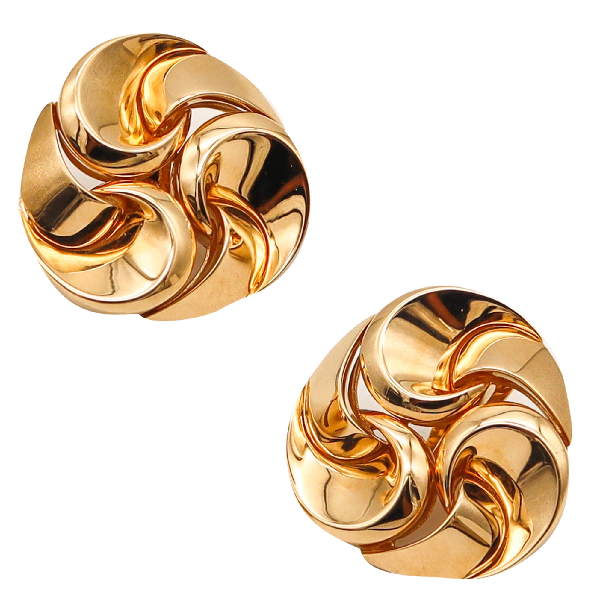 -Marina Bvlgari 1996 Vertigo Sculptural Swirls Earrings In 18Kt Yellow Gold