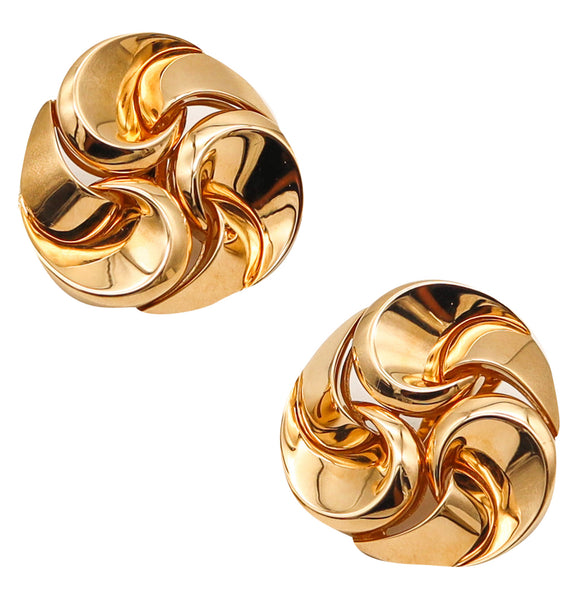 -Marina Bvlgari 1996 Vertigo Sculptural Swirls Earrings In 18Kt Yellow Gold