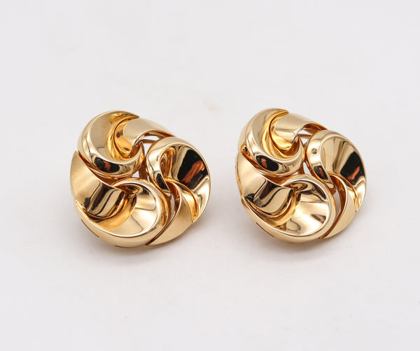 -Marina Bvlgari 1996 Vertigo Sculptural Swirls Earrings In 18Kt Yellow Gold