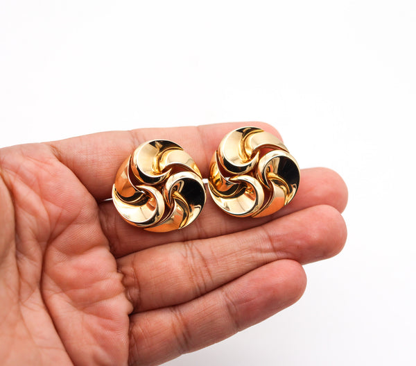 -Marina Bvlgari 1996 Vertigo Sculptural Swirls Earrings In 18Kt Yellow Gold