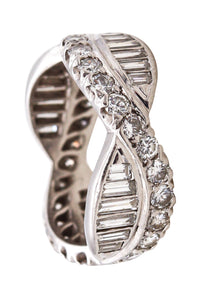 Art Deco American 1940 Gorgeous Platinum Eternity Ring With 2.80 Cts In Caliber VS Diamonds