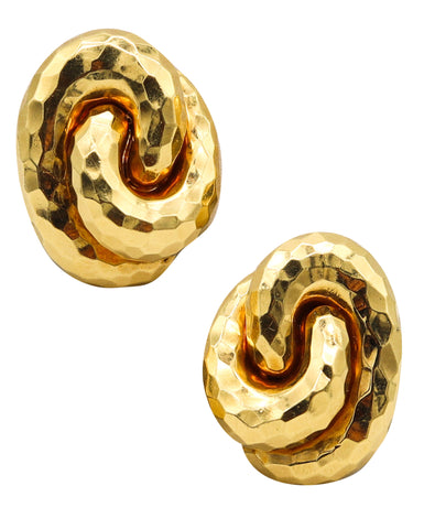 -Henry Dunay New York Knots Clip On Earrings In Faceted 18Kt Yellow Gold