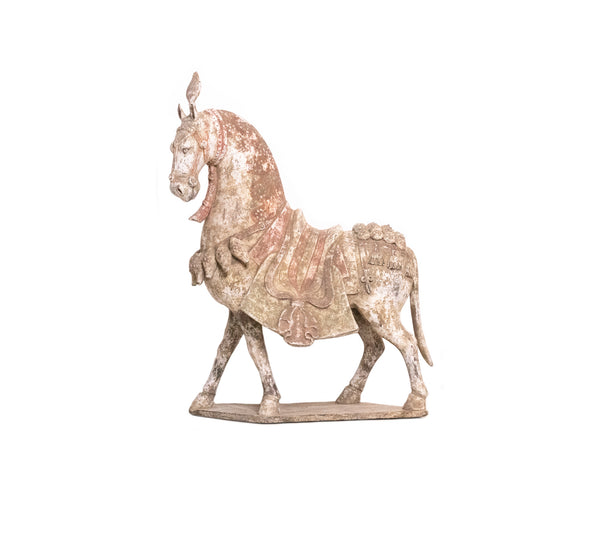 +China 549-577 AD Northern Qi Dynasty Ancient Caparisoned Horse In Earthenware Terracotta
