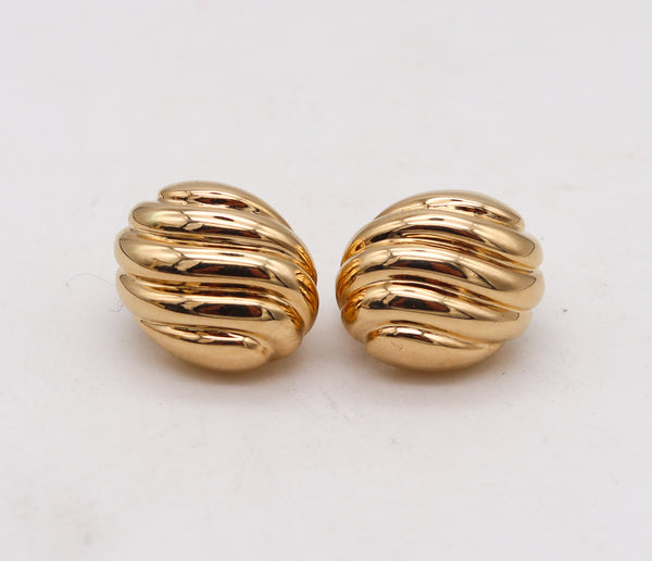 Cartier Paris 1970 Wavy Oval Clips On Earrings In Solid 18Kt Yellow Gold