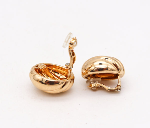 Cartier Paris 1970 Wavy Oval Clips On Earrings In Solid 18Kt Yellow Gold