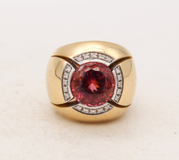 *Gio Caroli Milan Cocktail ring in 18 kt gold with 6.98 Cts in Diamonds and Red-Pink Tourmaline