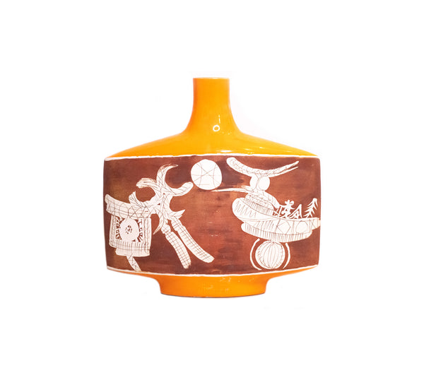 +Gilbert Portanier 1950 France Vallauris Abstract Modernist Vase In Glazed Ceramic