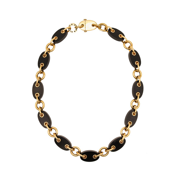 Aletto Brothers Geometric Mariner Necklace In 18Kt Yellow Gold With Black Onyxes