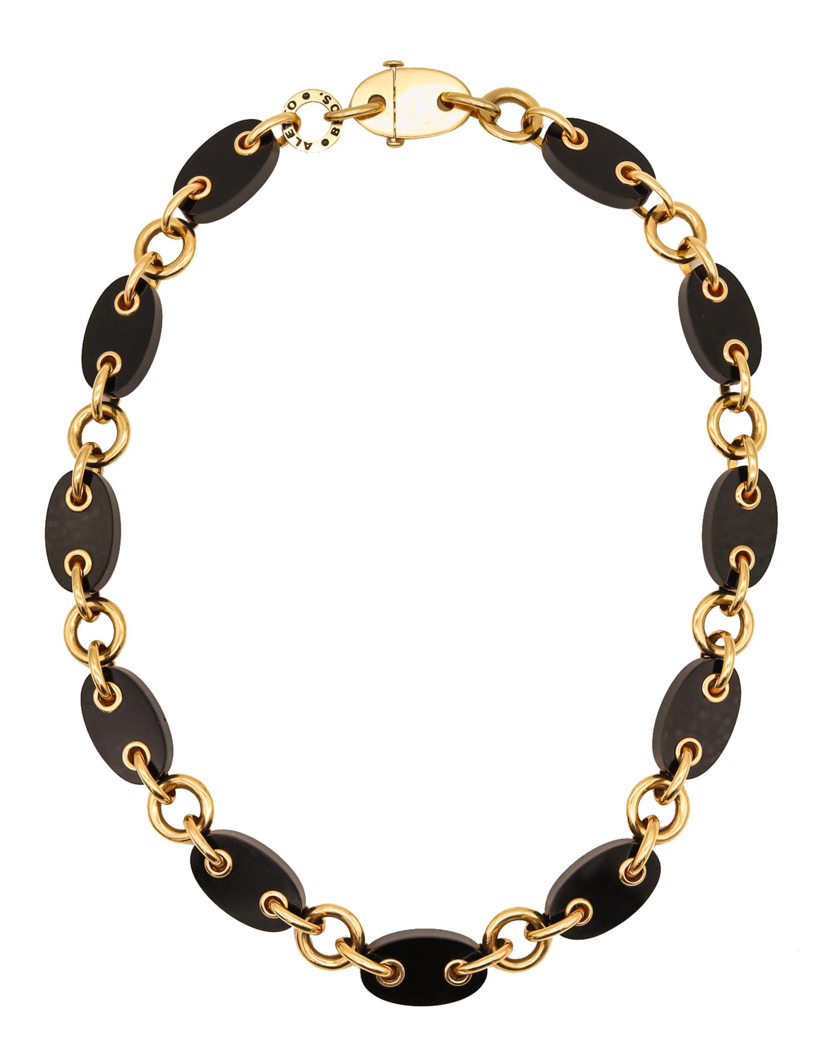 Aletto Brothers Geometric Mariner Necklace In 18Kt Yellow Gold With Black Onyxes