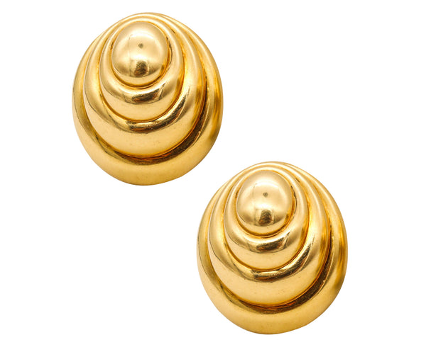 *David Webb New York large bold Stepped clips-earrings in Solid 18 kt yellow gold