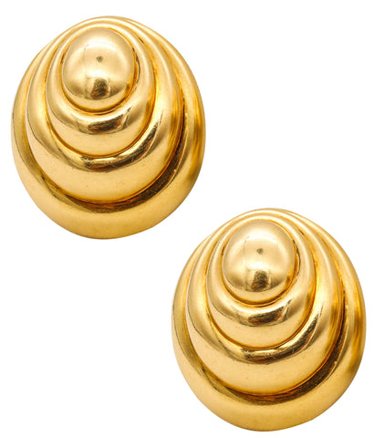 *David Webb New York large bold Stepped clips-earrings in Solid 18 kt yellow gold