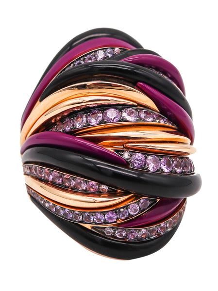 -Fawaz Gruosi Sculptural Cocktail Ring In 18Kt Gold With 3.72 Ctw In Purple Sapphires