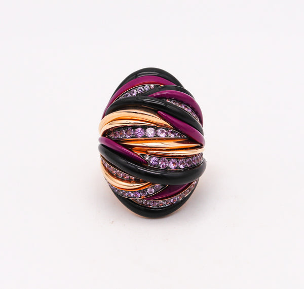 -Fawaz Gruosi Sculptural Cocktail Ring In 18Kt Gold With 3.72 Ctw In Purple Sapphires