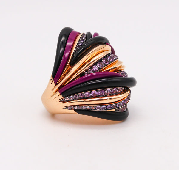 -Fawaz Gruosi Sculptural Cocktail Ring In 18Kt Gold With 3.72 Ctw In Purple Sapphires