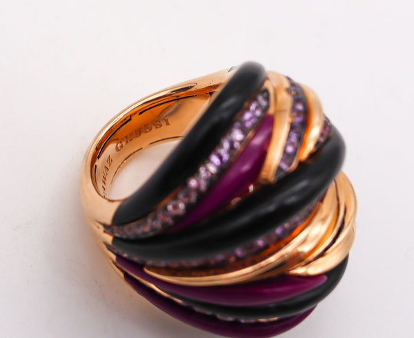 -Fawaz Gruosi Sculptural Cocktail Ring In 18Kt Gold With 3.72 Ctw In Purple Sapphires