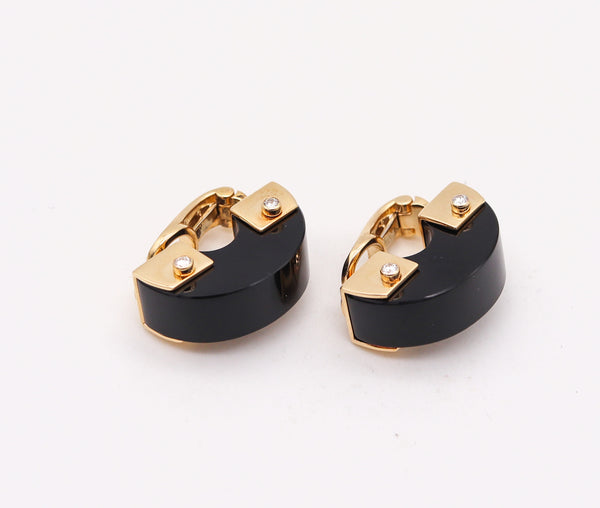 Aletto Brothers Geometric Earrings In 18Kt Yellow Gold With Diamonds And Onyxes