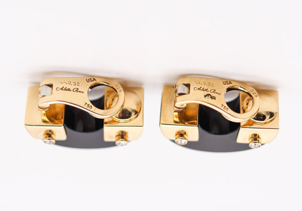 Aletto Brothers Geometric Earrings In 18Kt Yellow Gold With Diamonds And Onyxes