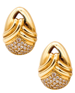 Michael Gates Drapery Clips Earrings In Solid 18Kt Yellow Gold With 1.68 Cts In Diamonds