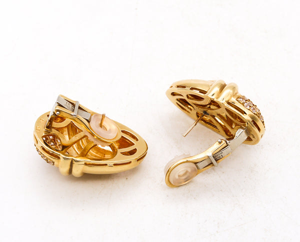 Michael Gates Drapery Clips Earrings In Solid 18Kt Yellow Gold With 1.68 Cts In Diamonds