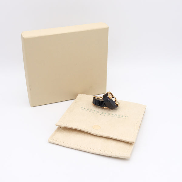 Aletto Brothers Geometric Earrings In 18Kt Yellow Gold With Diamonds And Onyxes