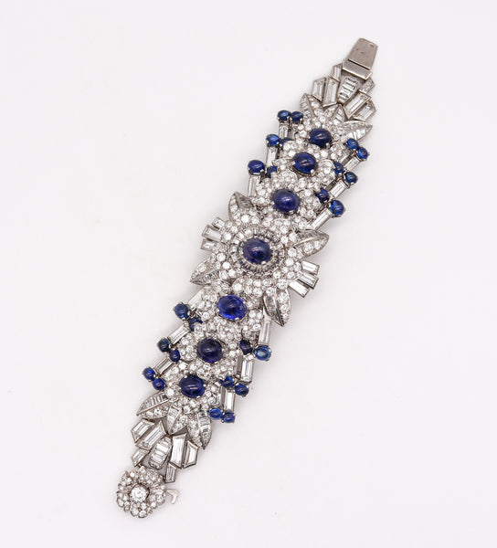 -Margerand 1950 Paris French Bracelet In Platinum With 150.71 Cts Diamonds And Sapphires