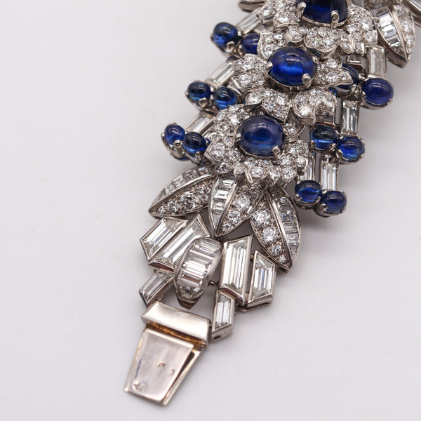 -Margerand 1950 Paris French Bracelet In Platinum With 150.71 Cts Diamonds And Sapphires