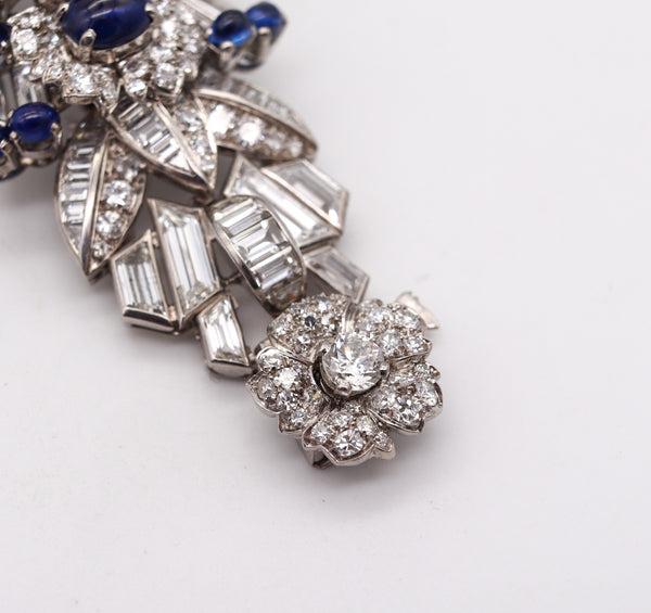 -Margerand 1950 Paris French Bracelet In Platinum With 150.71 Cts Diamonds And Sapphires