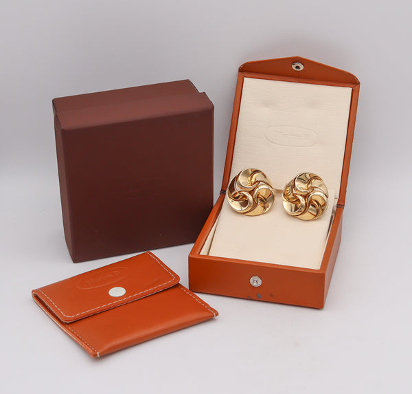 -Marina Bvlgari 1996 Vertigo Sculptural Swirls Earrings In 18Kt Yellow Gold