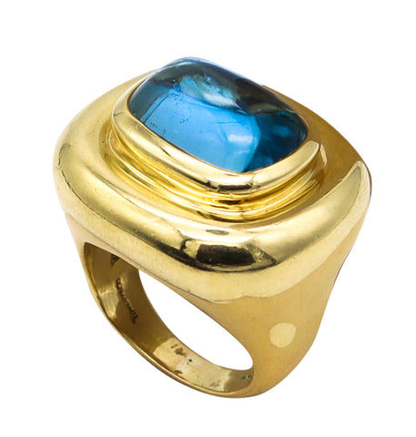 Tiffany & Co. Paloma Picasso Cocktail Ring In 18Kt Gold With 9.12 Cts Aquamarine