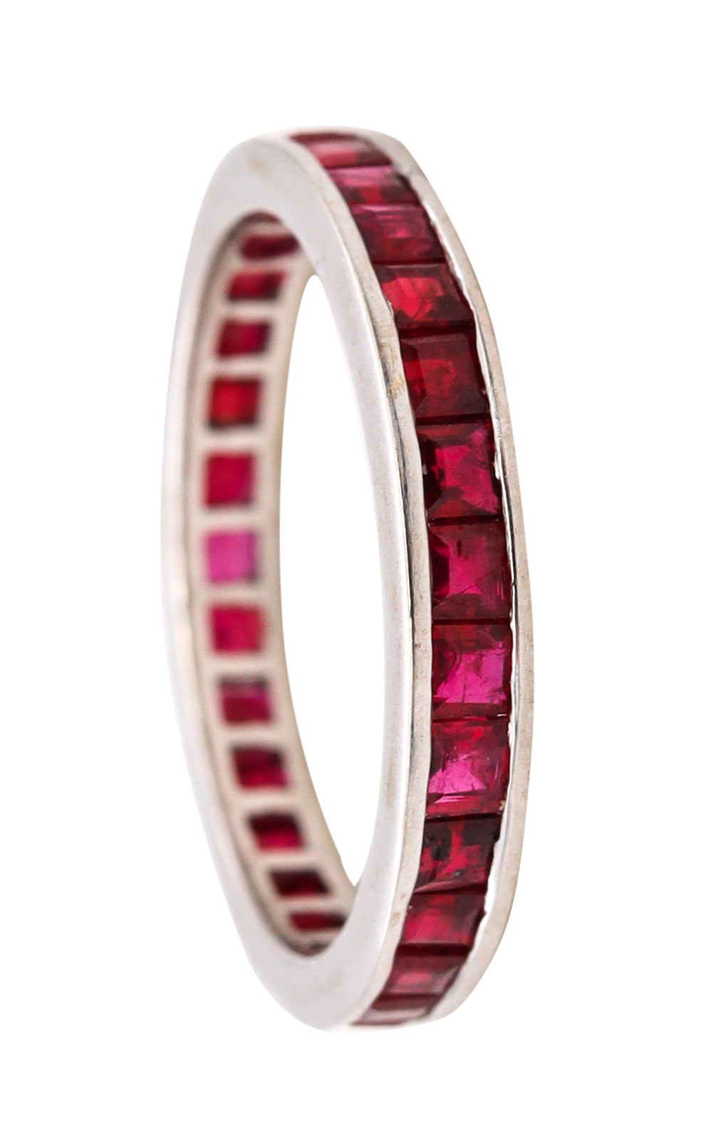 Eternity Ring Band In 18Kt White Gold With 2.02 Carats In Burmese Red Rubies