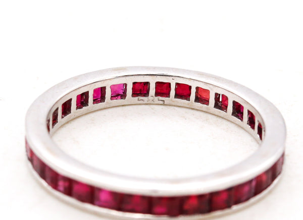 Eternity Ring Band In 18Kt White Gold With 2.02 Carats In Burmese Red Rubies