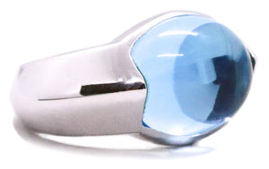 CHAUMET PARIS CABOCHON BLUE TOPAZ 18 KT RING