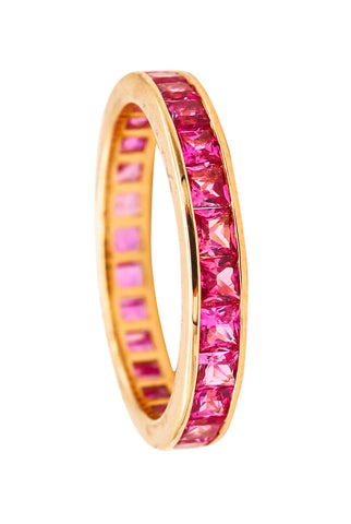 Eternity Ring Band In 18Kt Yellow Gold With 2.08 Carats In Pink Sapphires