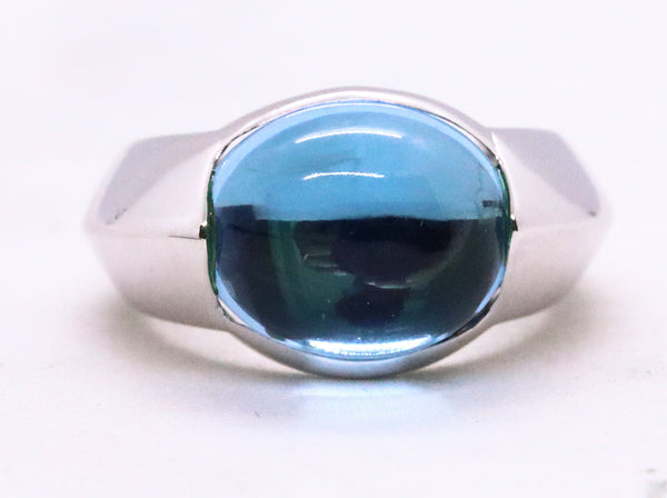 CHAUMET PARIS CABOCHON BLUE TOPAZ 18 KT RING