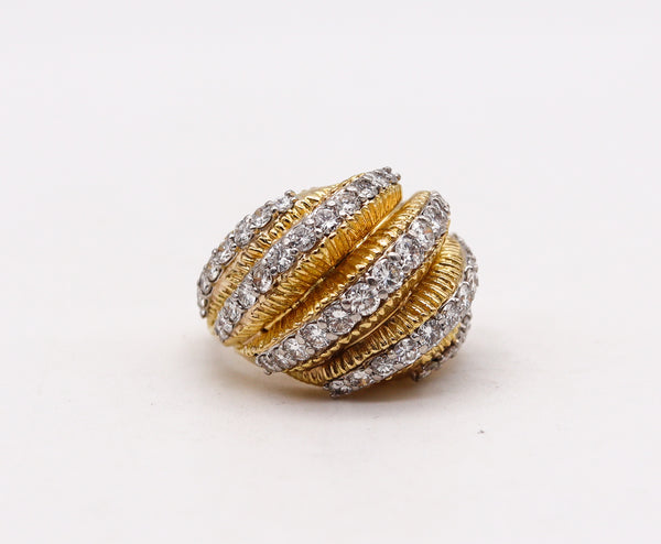 -David Balogh 1960 Cocktail Ring In 18Kt Yellow Gold With 3.18 Ctw Diamonds