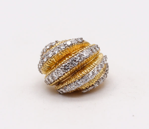 -David Balogh 1960 Cocktail Ring In 18Kt Yellow Gold With 3.18 Ctw Diamonds