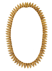 Henri Poincot 1960 Mid Century Leafs Choker Necklace In Solid 18Kt Yellow Gold
