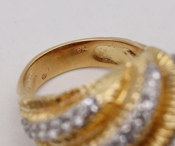-David Balogh 1960 Cocktail Ring In 18Kt Yellow Gold With 3.18 Ctw Diamonds