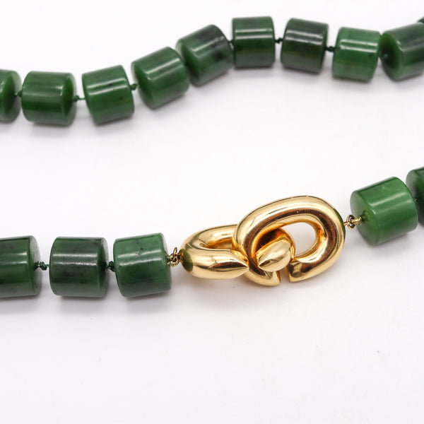 Angela Cummings 1993 Nephrite Green Jade Necklace With 18Kt Gold Mounting