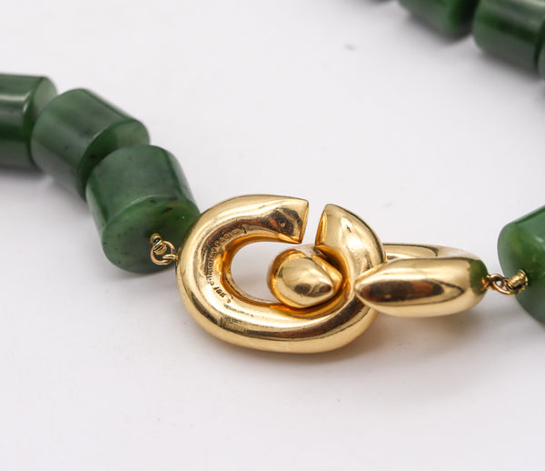 Angela Cummings 1993 Nephrite Green Jade Necklace With 18Kt Gold Mounting